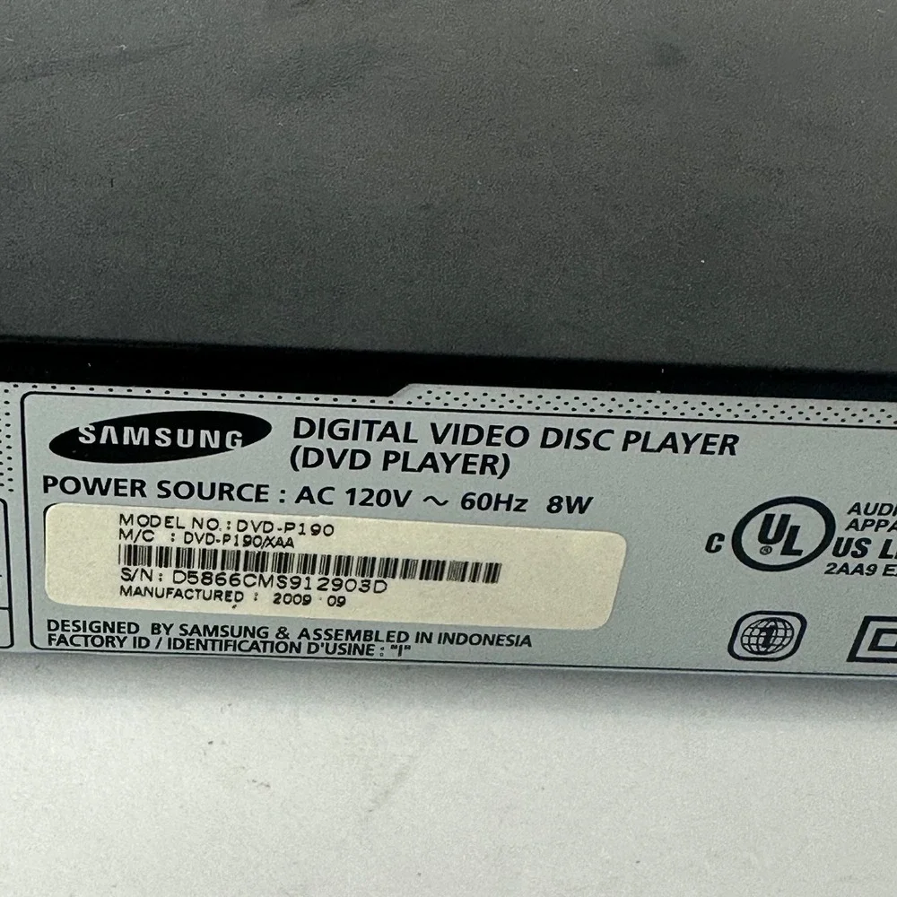 Samsung DVD-P190 Digital Video Disc Player Black Tested No Remote